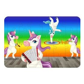 Güven Serigrafi Unicorn 4 24 Parça Ahşap Çerçeveli Puzzle Yapboz