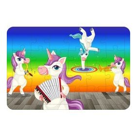 Güven Serigrafi Unicorn 4 24 Parça Ahşap Çerçeveli Puzzle Yapboz