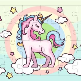 Güven Serigrafi Unicorn 5 24 Parça Ahşap Çerçeveli Puzzle Yapboz