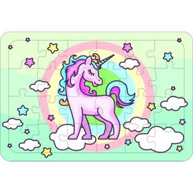 Güven Serigrafi Unicorn 5 24 Parça Ahşap Çerçeveli Puzzle Yapboz