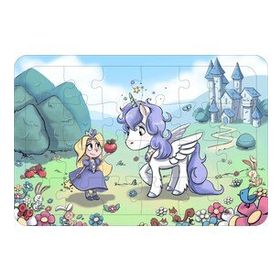 Güven Serigrafi Unicorn 6 24 Parça Ahşap Çerçeveli Puzzle Yapboz