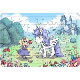 Güven Serigrafi Unicorn 6 54 Parça Ahşap Çerçeveli Puzzle Yapboz