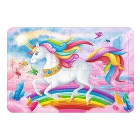 Güven Serigrafi Unicorn 7 24 Parça Ahşap Çerçeveli Puzzle Yapboz