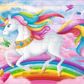 Güven Serigrafi Unicorn 7 24 Parça Ahşap Çerçeveli Puzzle Yapboz