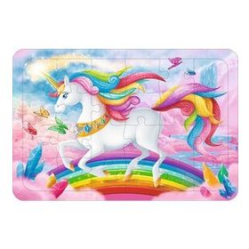 Güven Serigrafi Unicorn 7 24 Parça Ahşap Çerçeveli Puzzle Yapboz