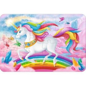 Güven Serigrafi Unicorn 7 24 Parça Ahşap Çerçeveli Puzzle Yapboz