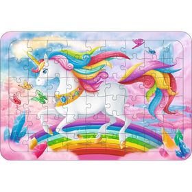 Güven Serigrafi Unicorn 7 54 Parça Ahşap Çerçeveli Puzzle Yapboz