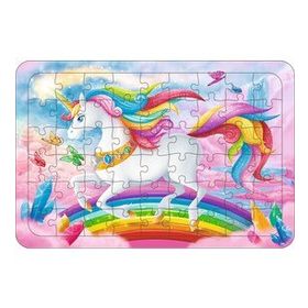 Güven Serigrafi Unicorn 7 54 Parça Ahşap Çerçeveli Puzzle Yapboz