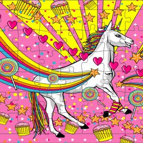 Güven Serigrafi Unicorn 8 54 Parça Ahşap Çerçeveli Puzzle Yapboz