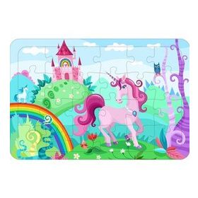 Güven Serigrafi Unicorn 9 24 Parça Ahşap Çerçeveli Puzzle Yapboz