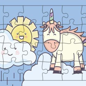 Güven Serigrafi Unicorn Gökyüzünde 24 Parça Ahşap Çocuk Puzzle Yapboz