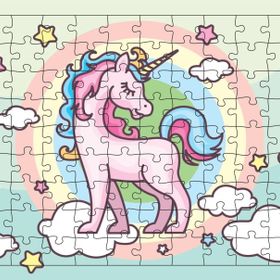 Güven Serigrafi Unicorn Model5 108 Parça Ahşap Çocuk Puzzle Yapboz