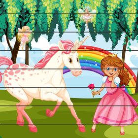 Güven Serigrafi Unicorn ve Prenses Çubuk Ahşap Çocuk Puzzle Yapboz