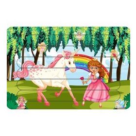 Güven Serigrafi Unicorn ve Prenses Çubuk Ahşap Çocuk Puzzle Yapboz