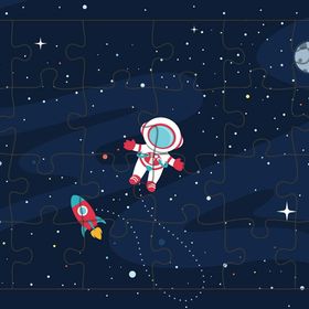 Güven Serigrafi Uzay Mekiği ve Astronot 24 Parça Ahşap Çocuk Puzzle Yapboz
