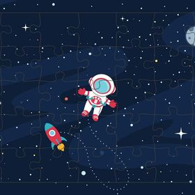 Güven Serigrafi Uzay Mekiği ve Astronot 35 Parça Ahşap Çocuk Puzzle Yapboz