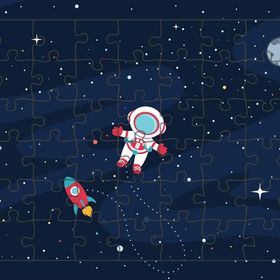 Güven Serigrafi Uzay Mekiği ve Astronot 54 Parça 19,5 x 29,5 cm Ahşap Çocuk Puzzle Yapboz