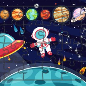 Güven Serigrafi Uzay ve Astronot 24 Parça Ahşap Çocuk Puzzle Yapboz