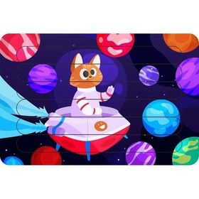 Güven Serigrafi Uzaydaki Kedi Çubuk Ahşap Çocuk Puzzle Yapboz