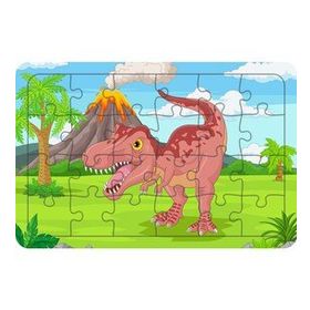 Güven Serigrafi Vahsi Dinozor Tyrannosaurus 24 Parça Ahşap Çocuk Puzzle Yapboz