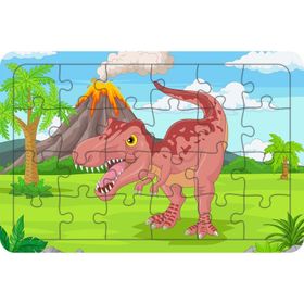 Güven Serigrafi Vahsi Dinozor Tyrannosaurus 24 Parça Ahşap Çocuk Puzzle Yapboz