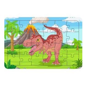 Güven Serigrafi Vahsi Dinozor Tyrannosaurus 24 Parça Ahşap Çocuk Puzzle Yapboz