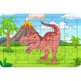 Güven Serigrafi Vahsi Dinozor Tyrannosaurus 24 Parça Ahşap Çocuk Puzzle Yapboz