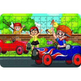 Güven Serigrafi Yarışcı Çocuklar 108 Parça Ahşap Çocuk Puzzle Yapboz