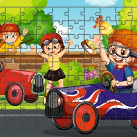 Güven Serigrafi Yarışcı Çocuklar 108 Parça Ahşap Çocuk Puzzle Yapboz