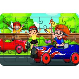 Güven Serigrafi Yarışcı Çocuklar 24 Parça Ahşap Çocuk Puzzle Yapboz