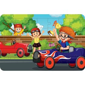 Güven Serigrafi Yarışcı Çocuklar 35 Parça Ahşap Çocuk Puzzle Yapboz