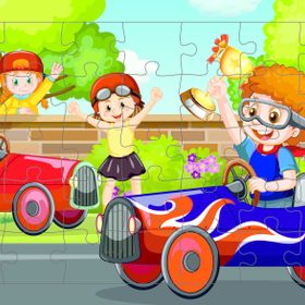 Güven Serigrafi Yarışcı Çocuklar 35 Parça Ahşap Çocuk Puzzle Yapboz