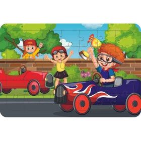 Güven Serigrafi Yarışcı Çocuklar 35 Parça Ahşap Çocuk Puzzle Yapboz