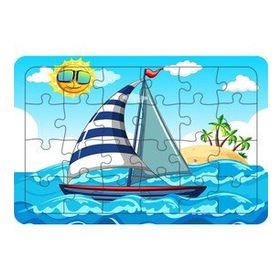 Güven Serigrafi Yelkenli Tekne 24 Parça Ahşap Çocuk Puzzle Yapboz