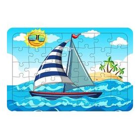 Güven Serigrafi Yelkenli Tekne 35 Parça Ahşap Çocuk Puzzle Yapboz