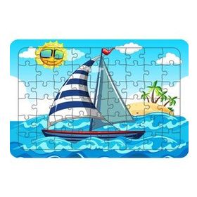 Güven Serigrafi Yelkenli Tekne 54 Parça Ahşap Çocuk Puzzle Yapboz