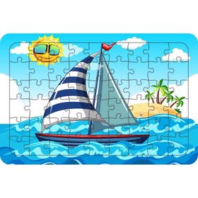 Güven Serigrafi Yelkenli Tekne 54 Parça Ahşap Çocuk Puzzle Yapboz