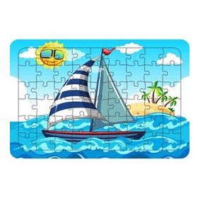 Güven Serigrafi Yelkenli Tekne 54 Parça Ahşap Çocuk Puzzle Yapboz