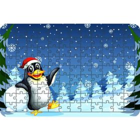 Güven Serigrafi Yılbaşı Pengueni 108 Parça Ahşap Çocuk Puzzle Yapboz