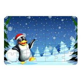 Güven Serigrafi Yılbaşı Pengueni 35 Parça Ahşap Çocuk Puzzle Yapboz