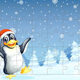 Güven Serigrafi Yılbaşı Pengueni 35 Parça Ahşap Çocuk Puzzle Yapboz