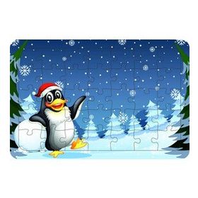 Güven Serigrafi Yılbaşı Pengueni 35 Parça Ahşap Çocuk Puzzle Yapboz