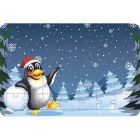 Güven Serigrafi Yılbaşı Pengueni 35 Parça Ahşap Çocuk Puzzle Yapboz