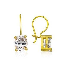 Güvenç Dükkanım Gümüş Gold Sallantılı Oval Damla Küpe