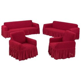 Güzel Ev 3+2+1+1 Standart Bordo Koltuk Örtüsü