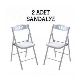 Güzelkan Madeni Eşya 1054 Katlanır Beyaz 2 Adet Mutfak Sandalyesi