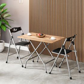 Güzelkan Madeni Eşya 50x80 CM 1127 Atlantik Çam Katlanır Masa ve 2 Adet Sandalye Seti