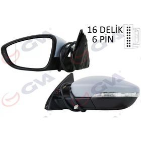 Gva 1075721 Jetta 11 Elektrikli Isıtmalı Sinyalli Astarlı Asferik Sol Dış Dikiz Aynası