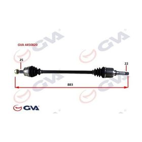 Gva 4450820 883 mm Sağ Bipper 1.4 Hdı 07 Komple Aks