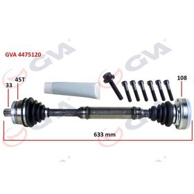 Gva 4475120 633 mm 45 Diş Passat 1.8T Sağ Komple Aks